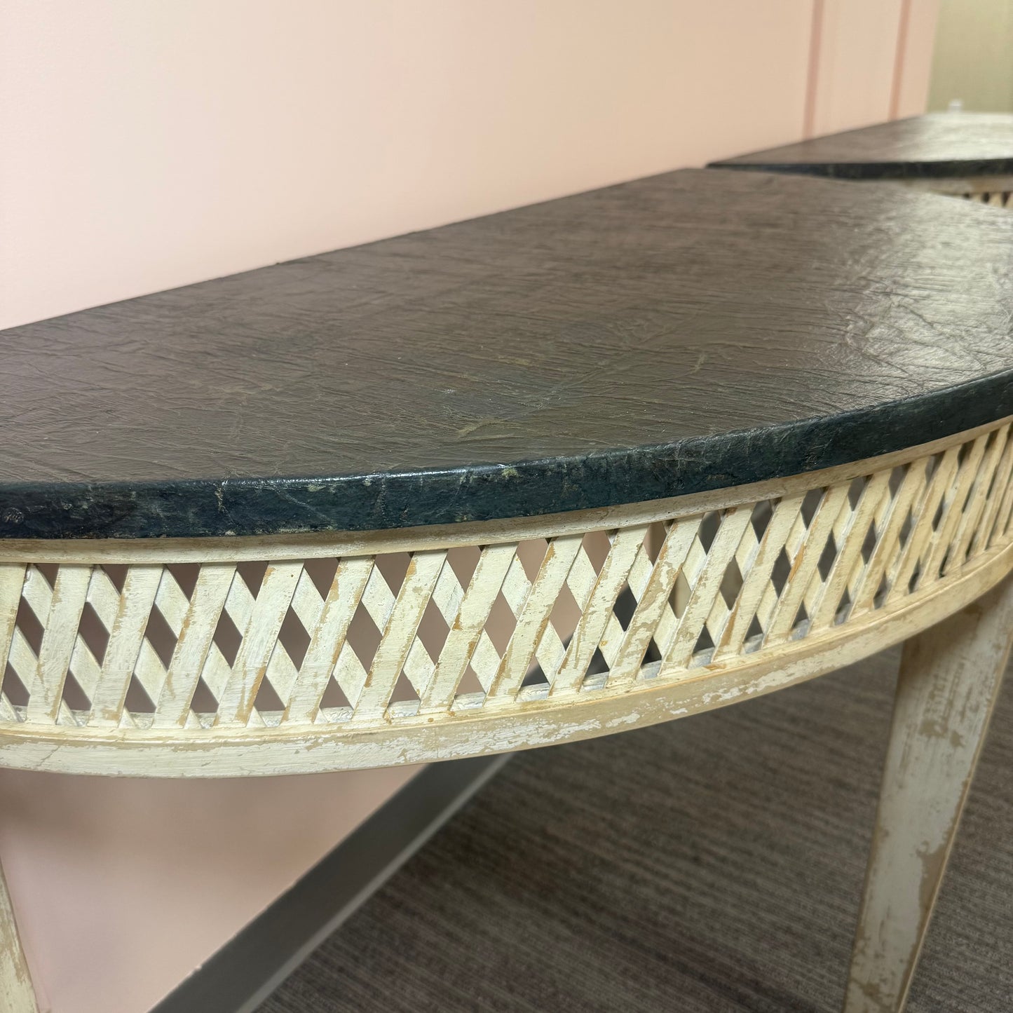 Neoclassical Demi-Lune Console Tables