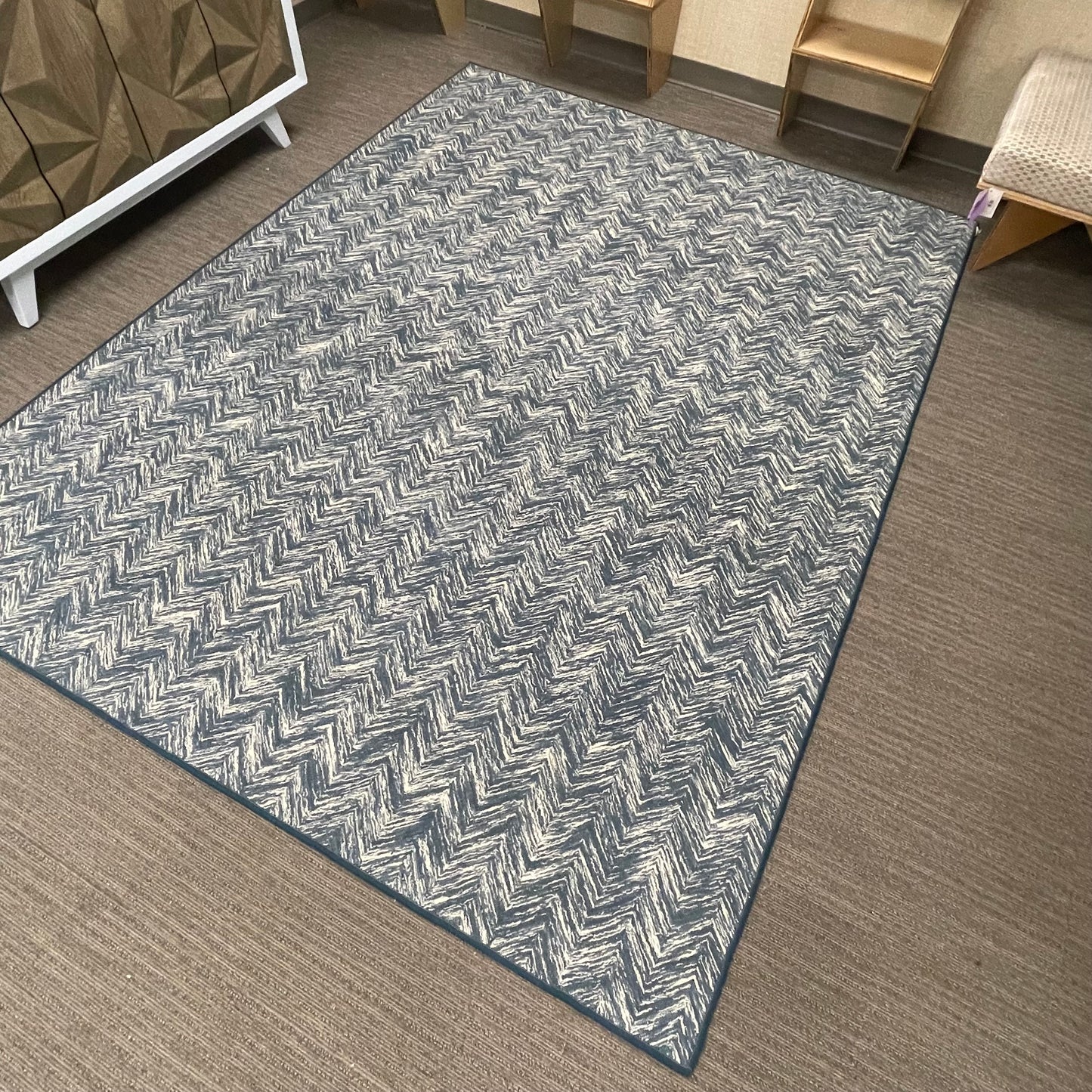 "Terraza Denim" 100% Wool Rug - 9" x 7"