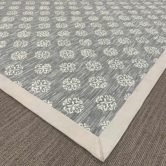 "Snowflake Blue" Wool Blend Rug - 8" x 10"