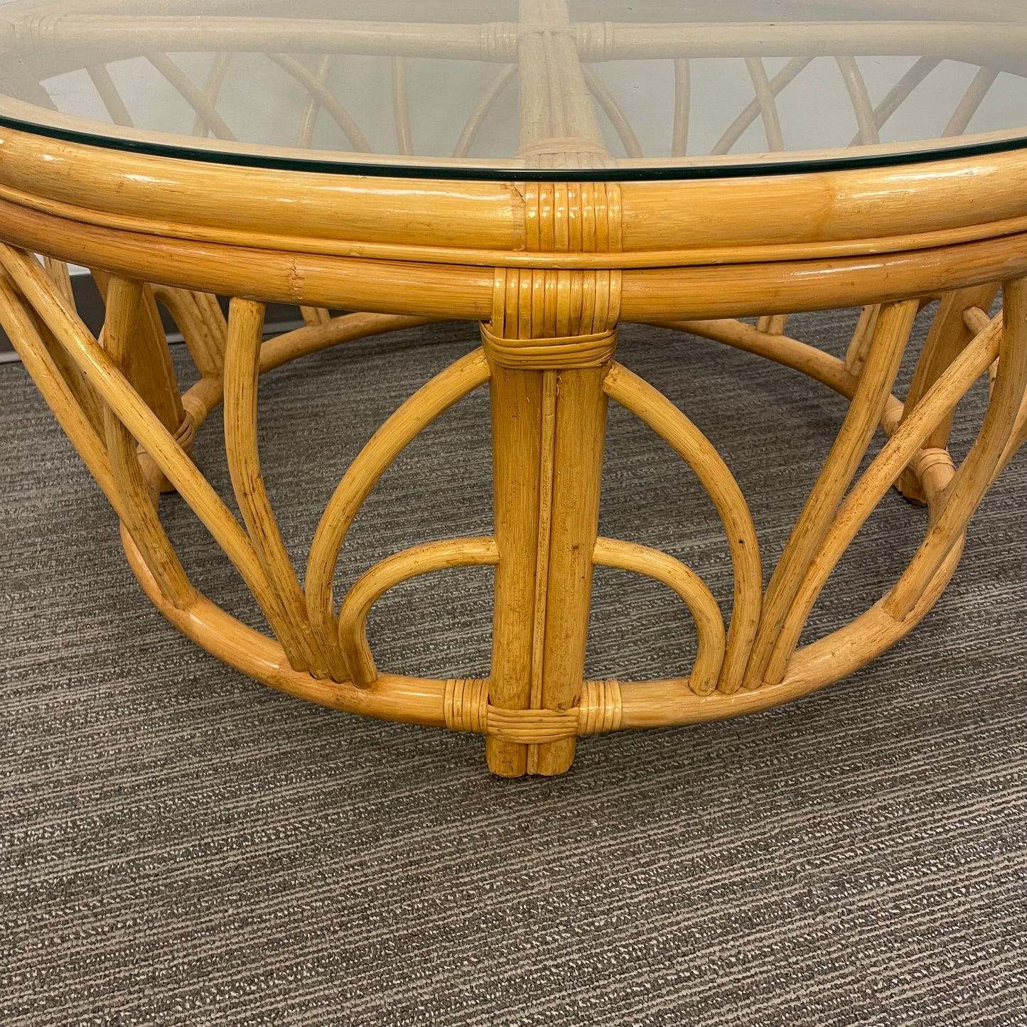 Bamboo Cocktail Table with Glass Top