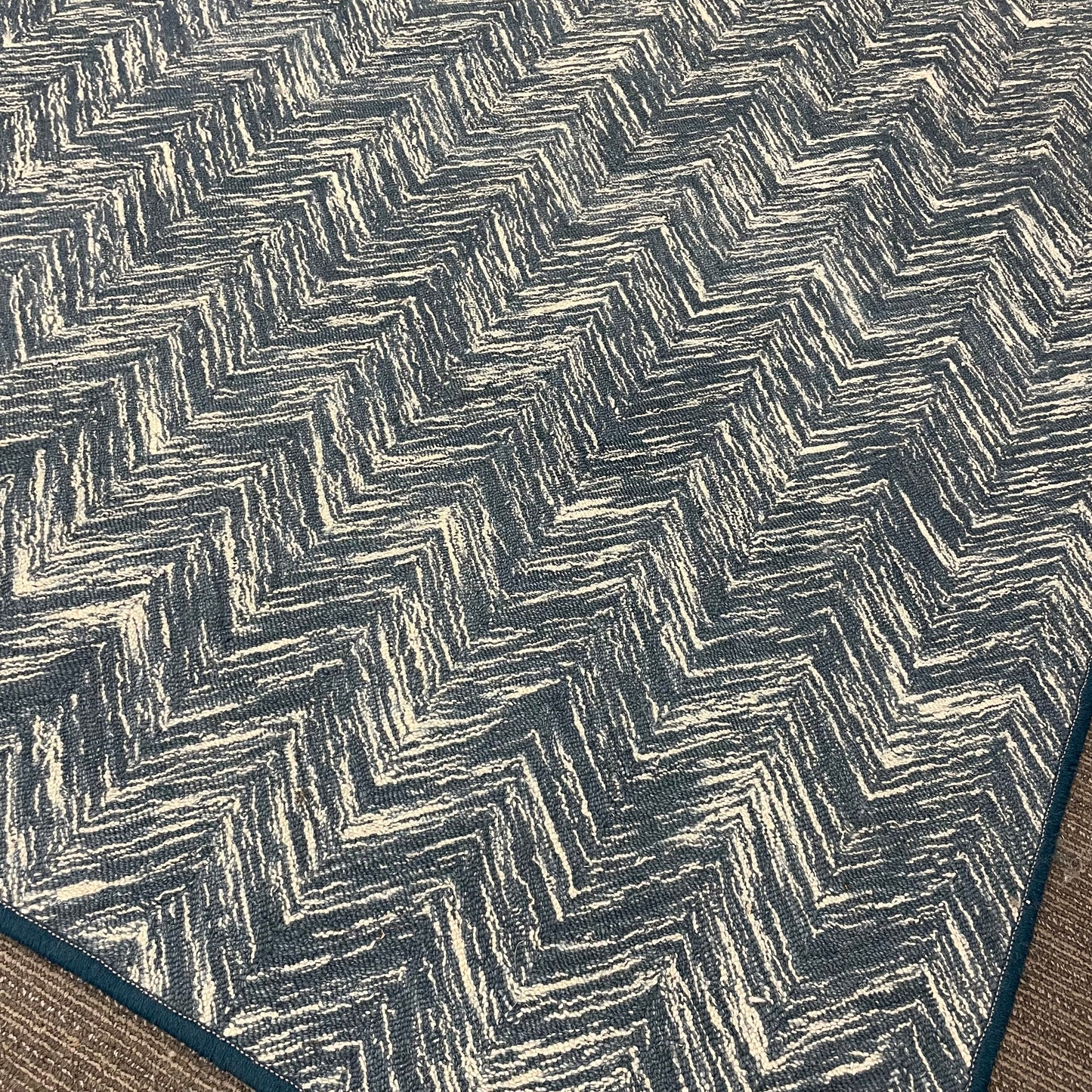 "Terraza Denim" 100% Wool Rug - 9" x 7"