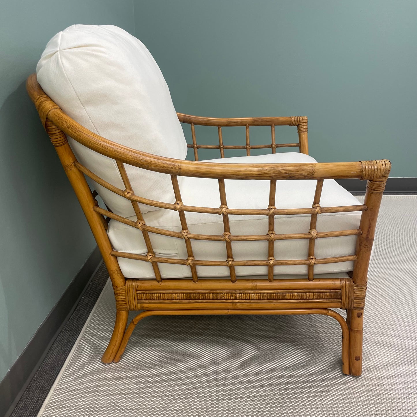 Bamboo Chair w/ Custom Performance Fabric Cushion