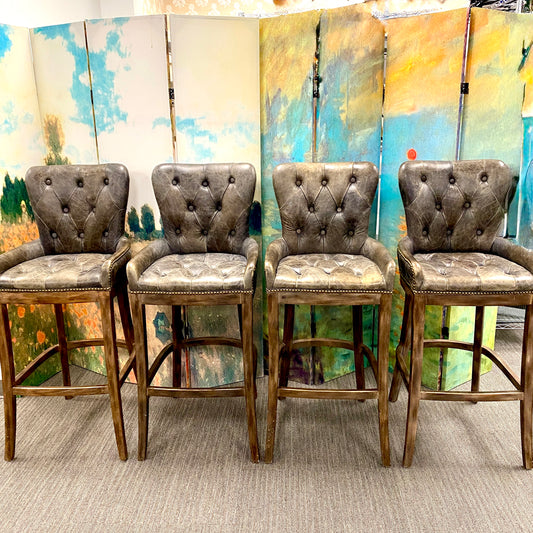 Regina Andrew "Tavern" Tufted Leather Barstools