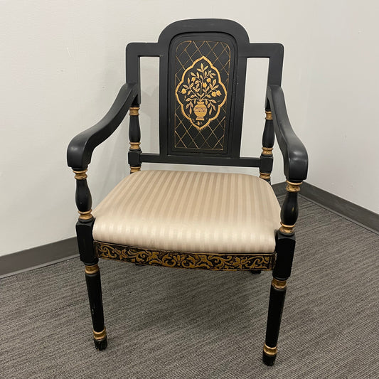 Black & Gold Regency Armchair with Cream Seat