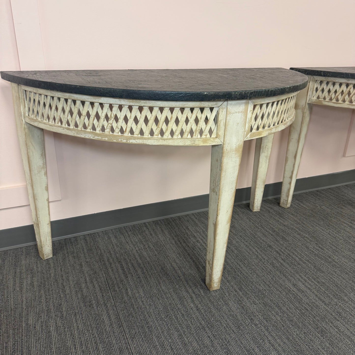 Neoclassical Demi-Lune Console Tables
