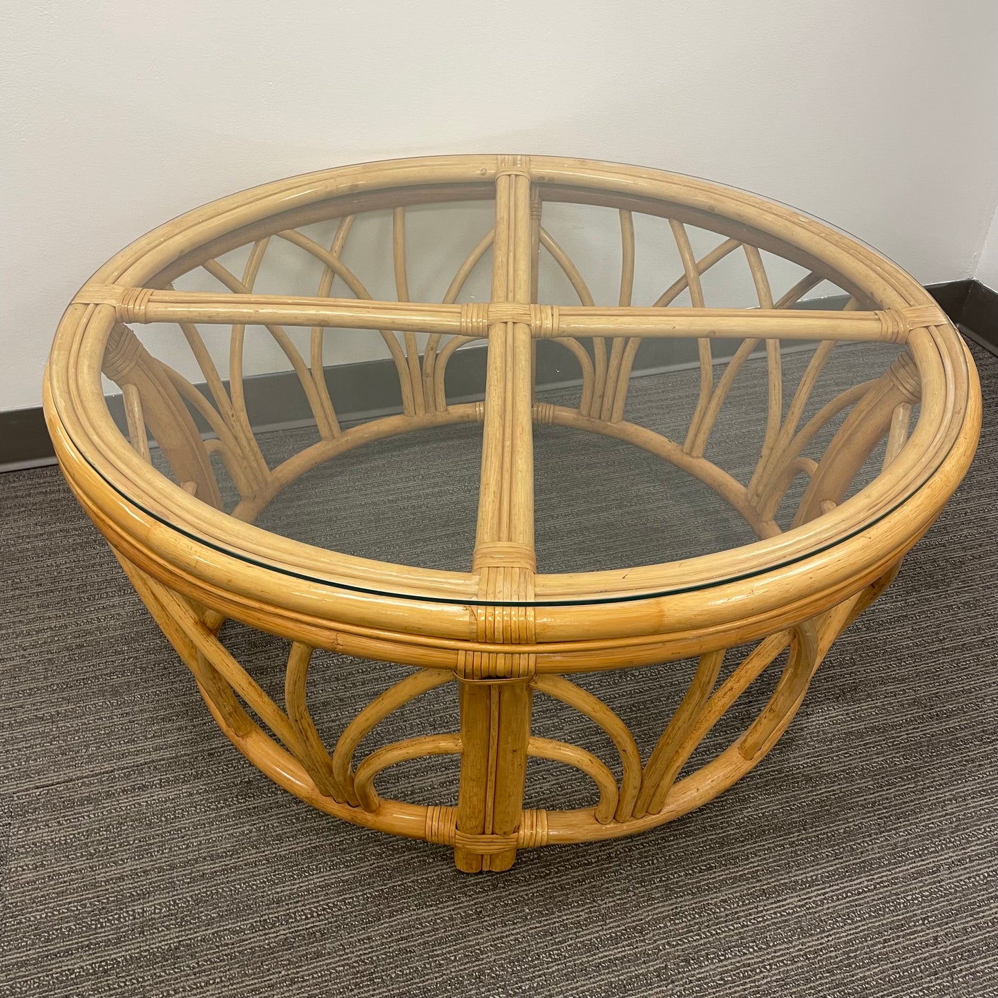 Bamboo Cocktail Table with Glass Top