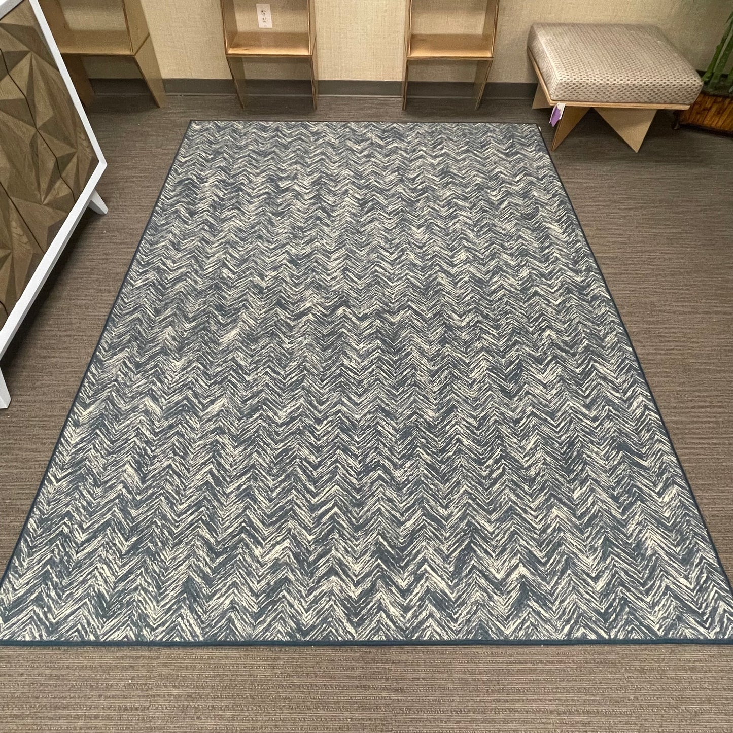 "Terraza Denim" 100% Wool Rug - 9" x 7"