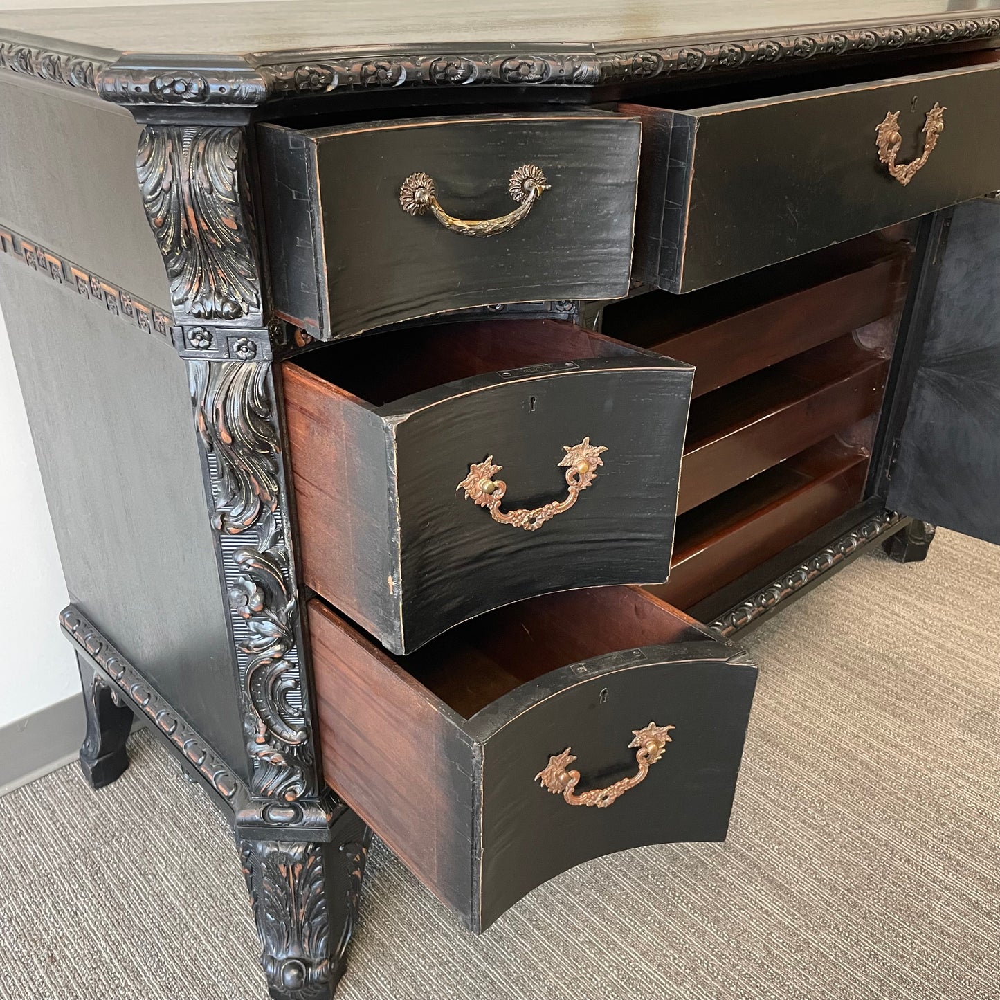 Antique Rubbed Black Buffet