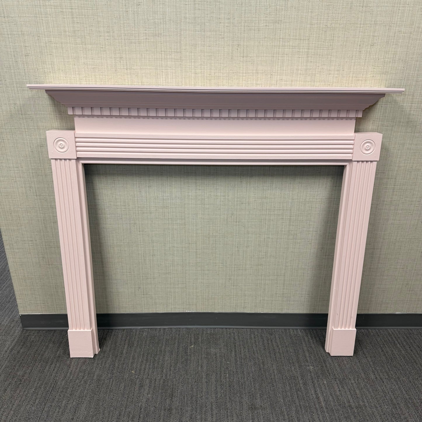 Blush Pink Wood Fireplace Mantle