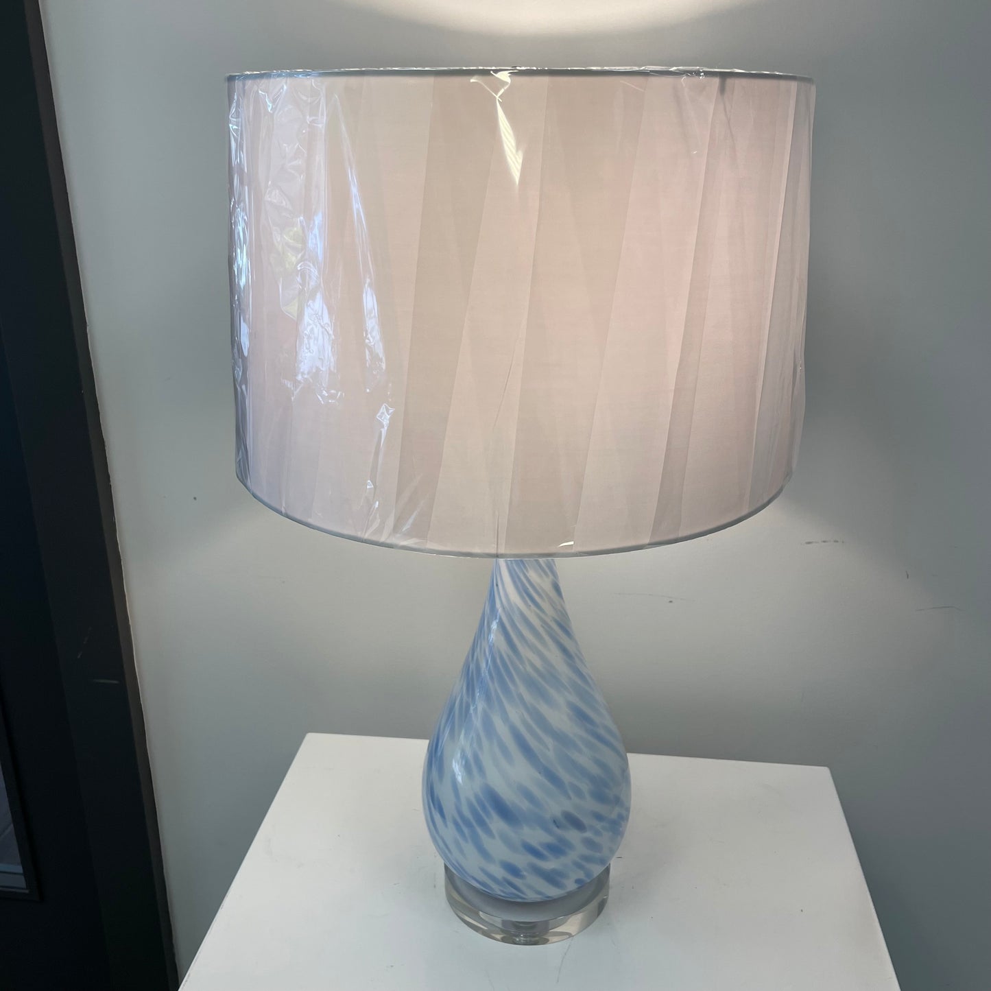 Blue & White Swirl Glass Lamp by Chelsea House