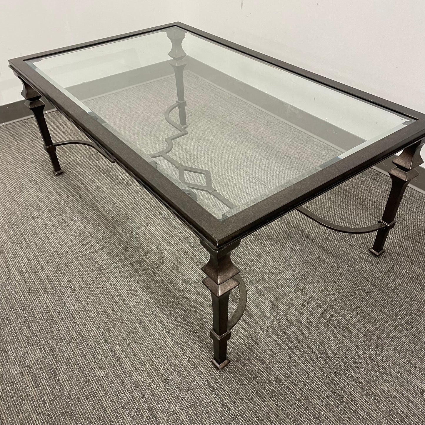 Beveled Glass Metal Coffee Table