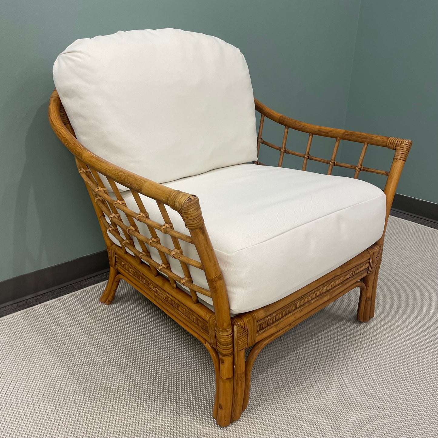 Bamboo Chair w/ Custom Performance Fabric Cushion