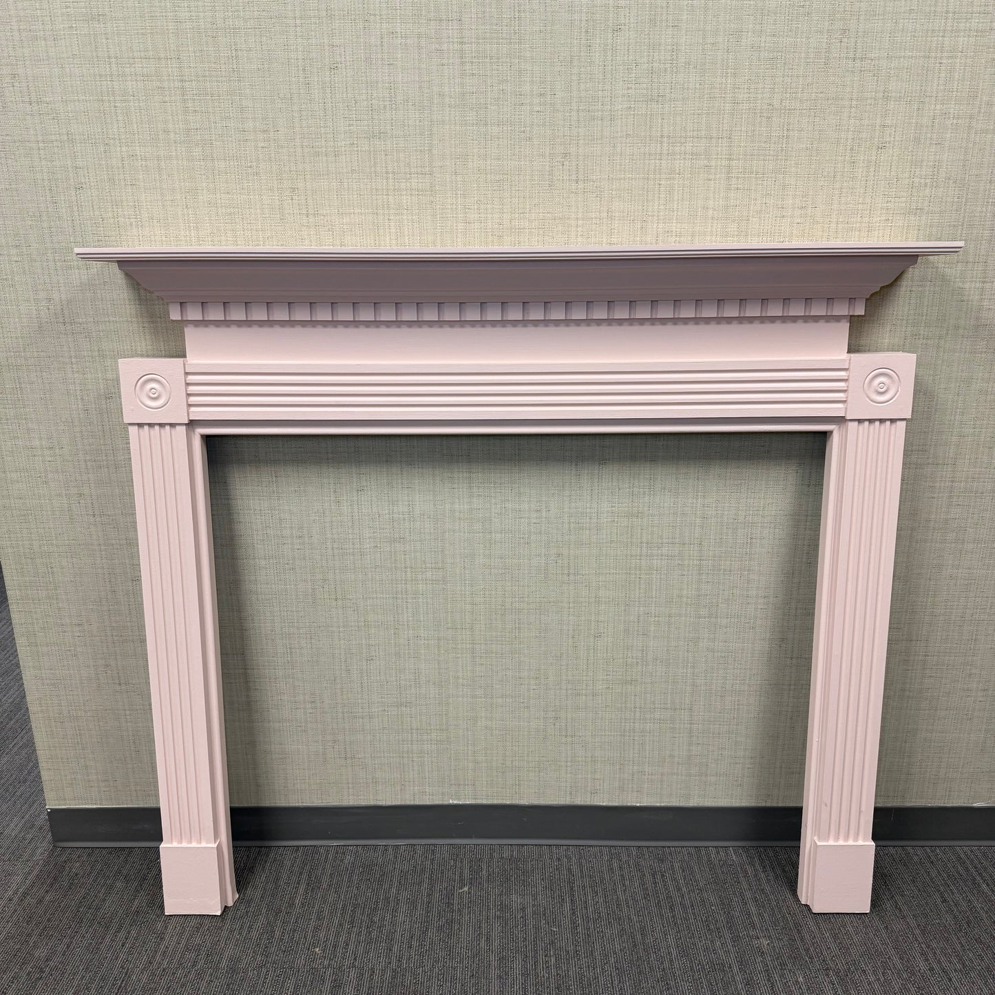 Blush Pink Wood Fireplace Mantle