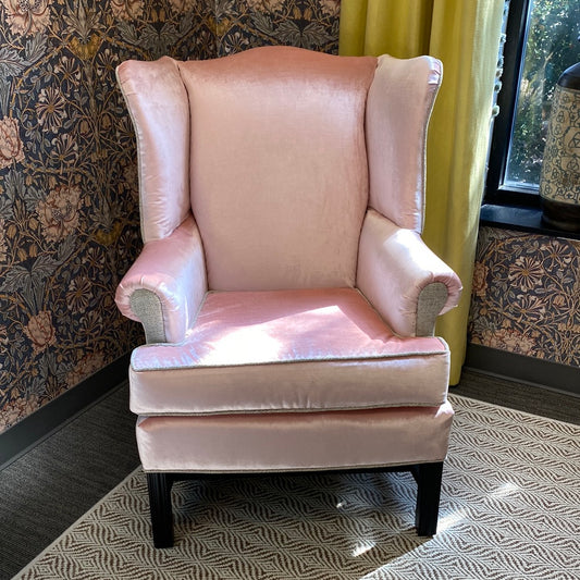 Paysage Home Pink Velvet Wing Chair