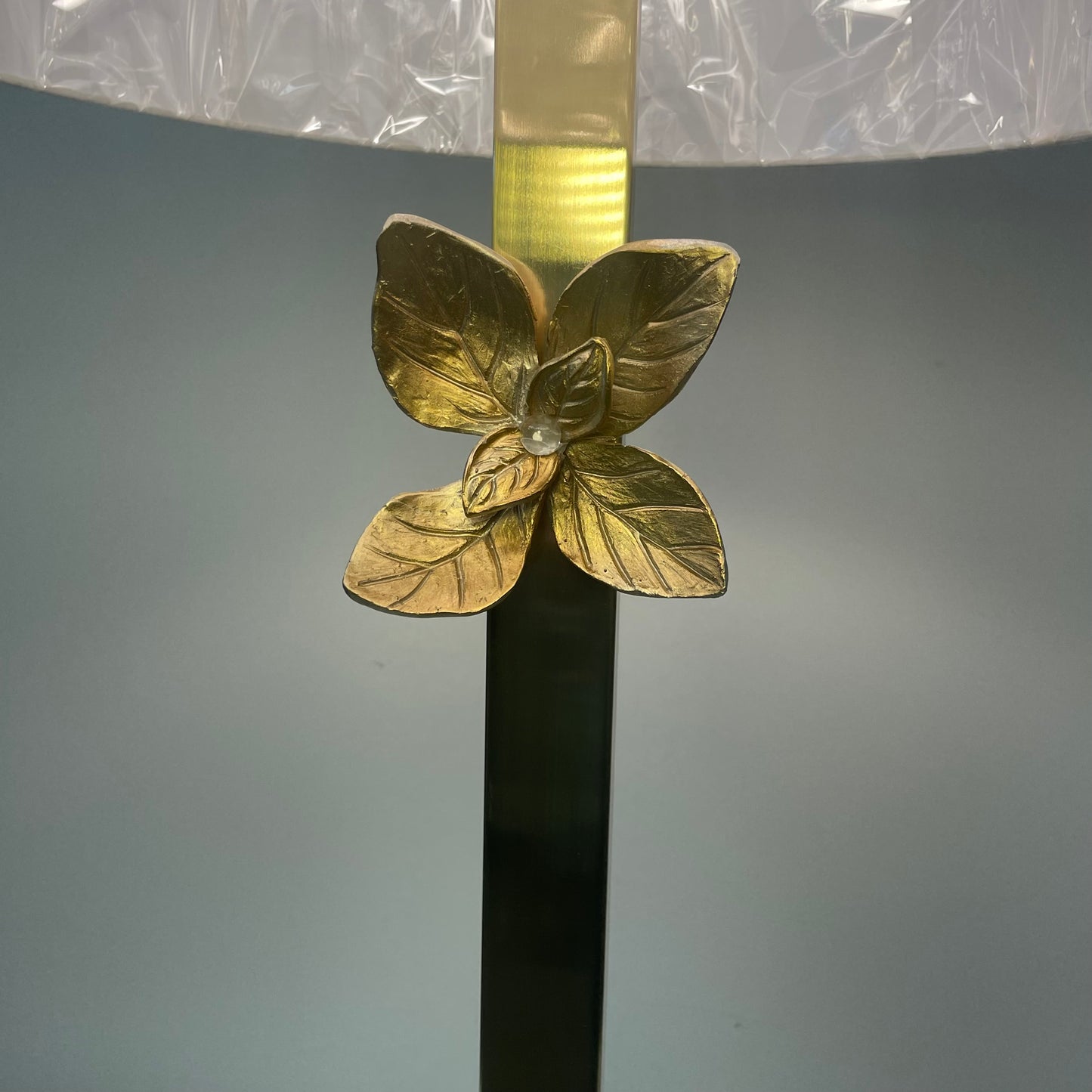 Brush Gold Lamp with Flower Motif by Wildwood Home