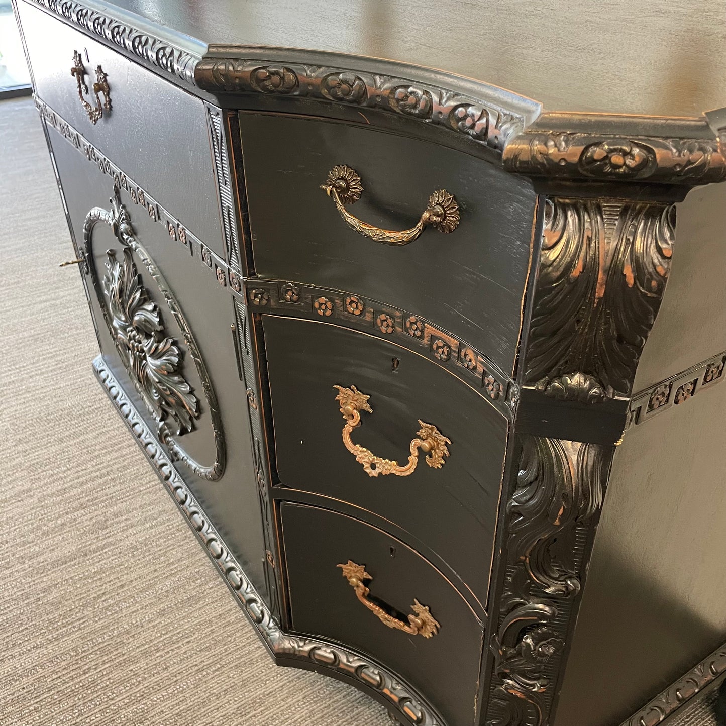 Antique Rubbed Black Buffet