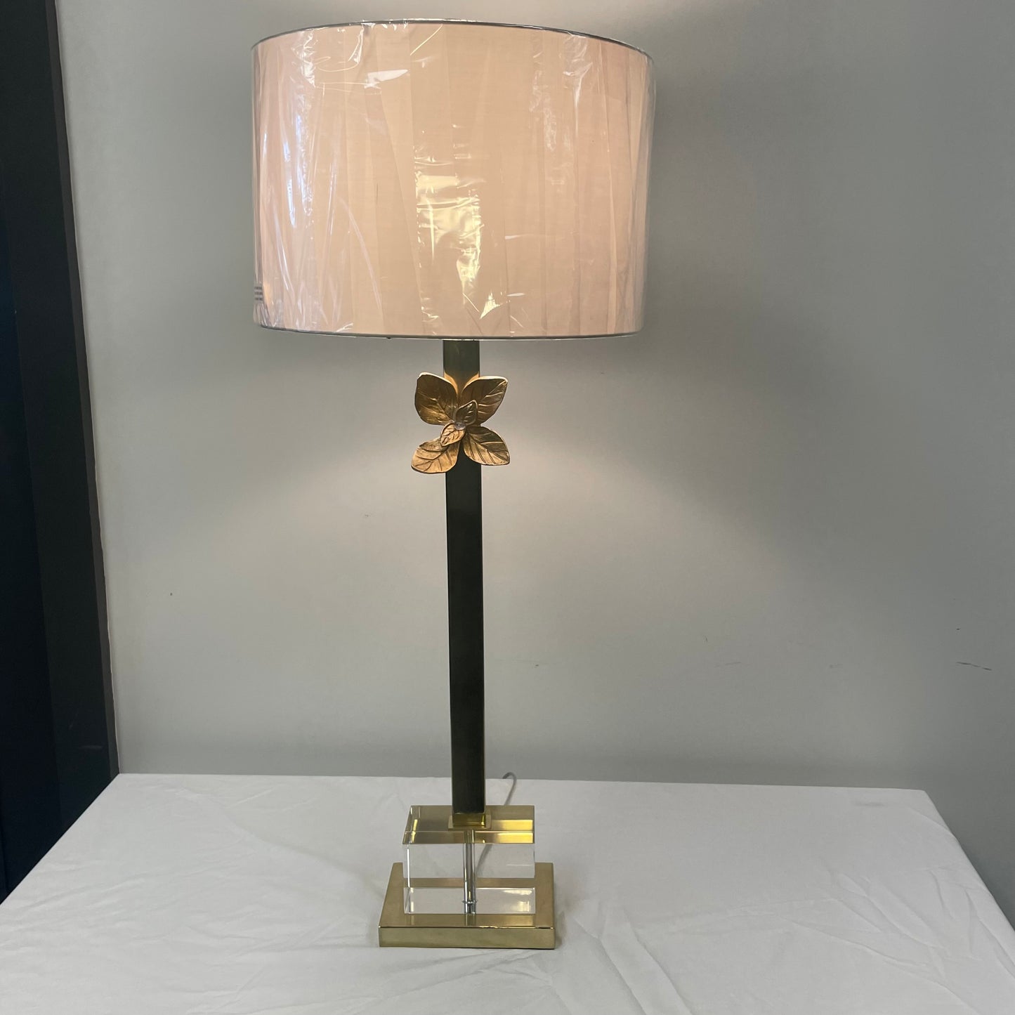 Brush Gold Lamp with Flower Motif by Wildwood Home