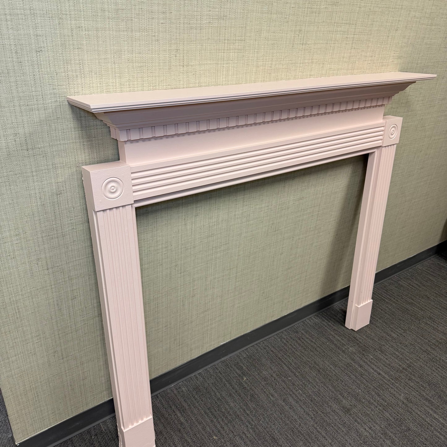 Blush Pink Wood Fireplace Mantle