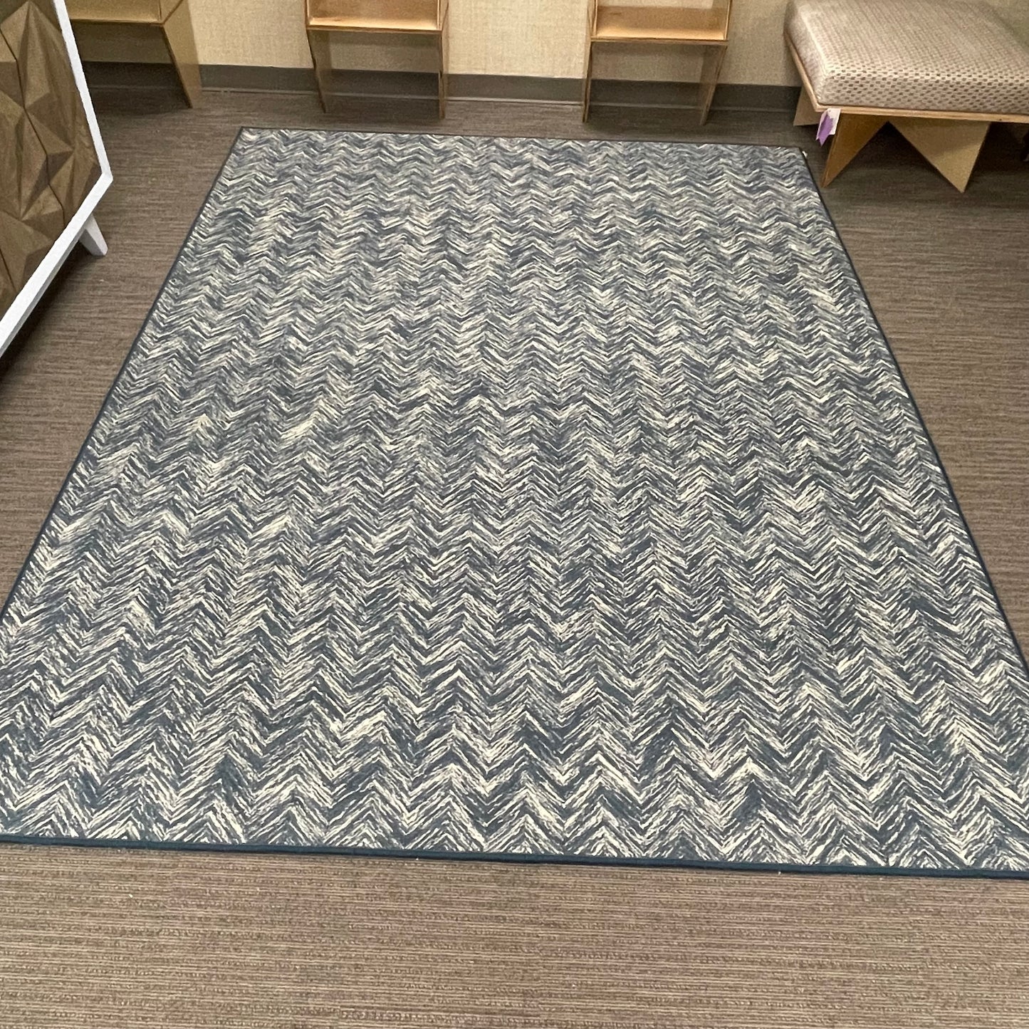 "Terraza Denim" 100% Wool Rug - 9" x 7"