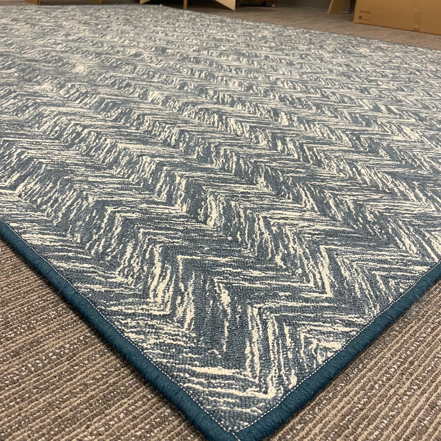 "Terraza Denim" 100% Wool Rug - 9" x 7"