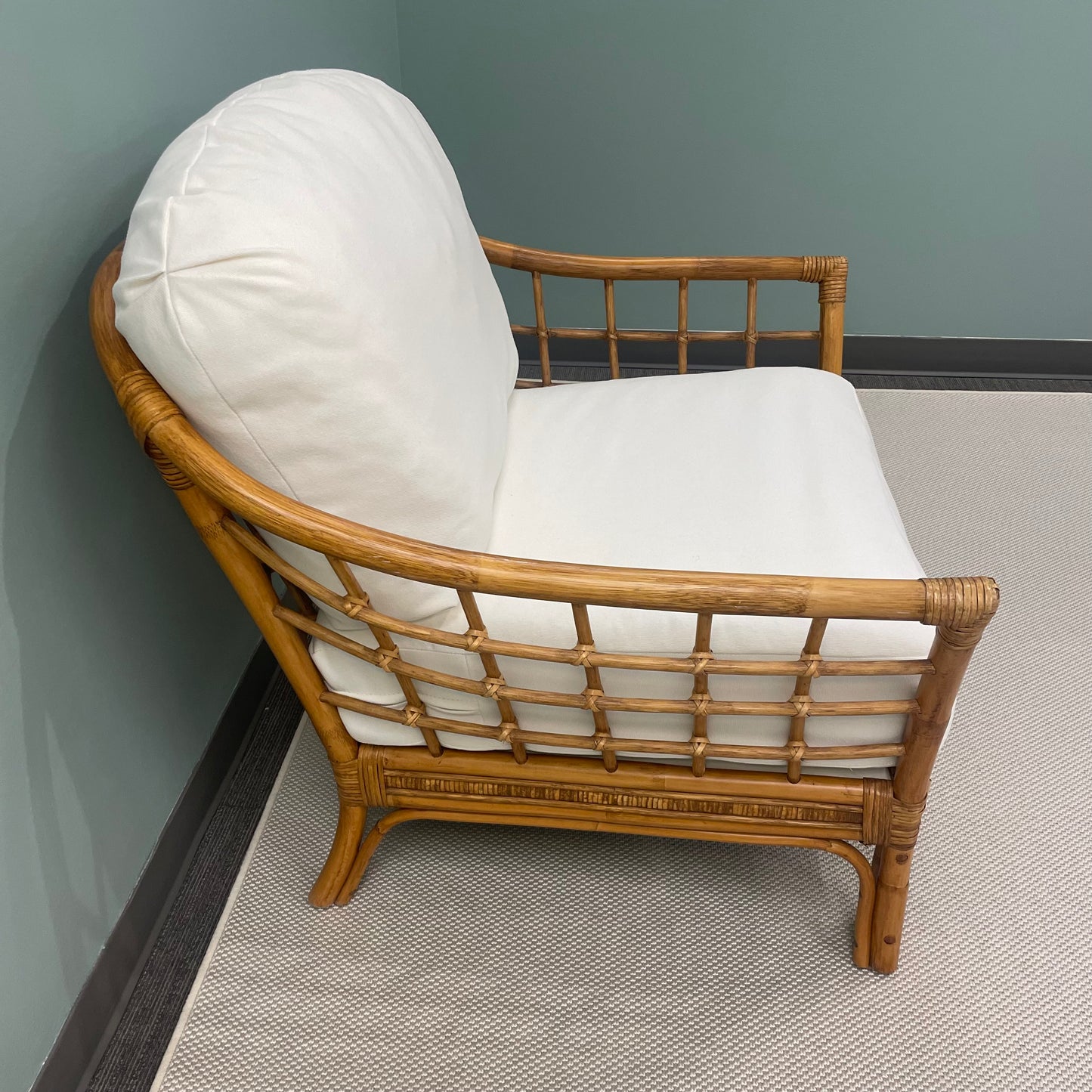 Bamboo Chair w/ Custom Performance Fabric Cushion