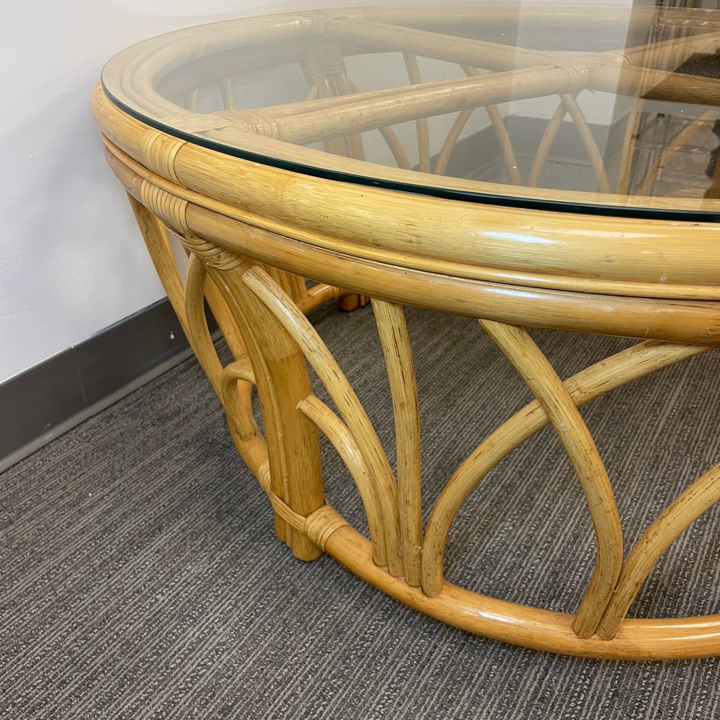 Bamboo Cocktail Table with Glass Top