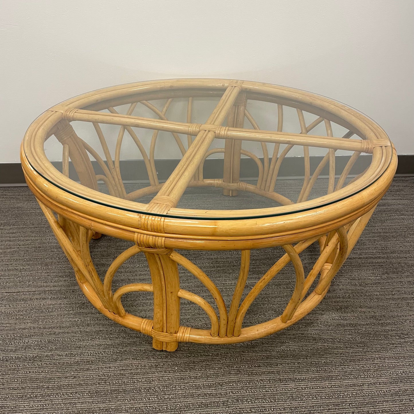 Bamboo Cocktail Table with Glass Top