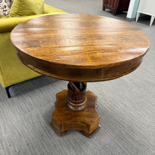 Handcrafted End Table with Barley Twist Base