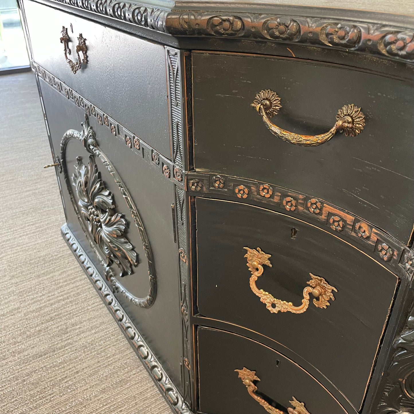 Antique Rubbed Black Buffet