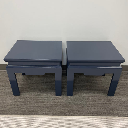 Pair of Lacquered Navy Ming Stools