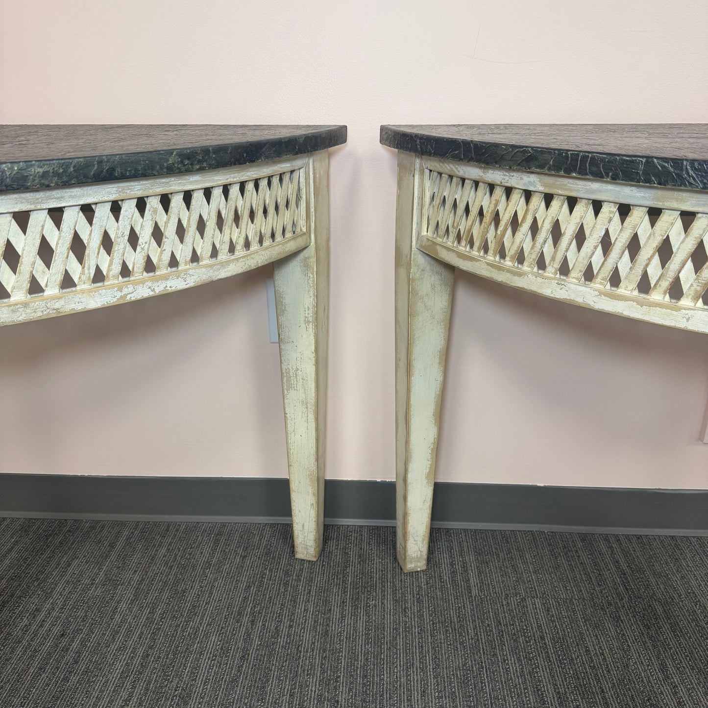 Neoclassical Demi-Lune Console Tables