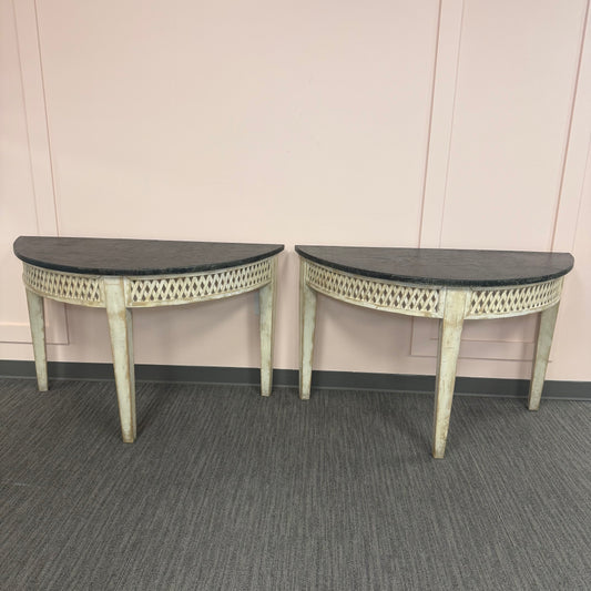 Neoclassical Demi-Lune Console Tables