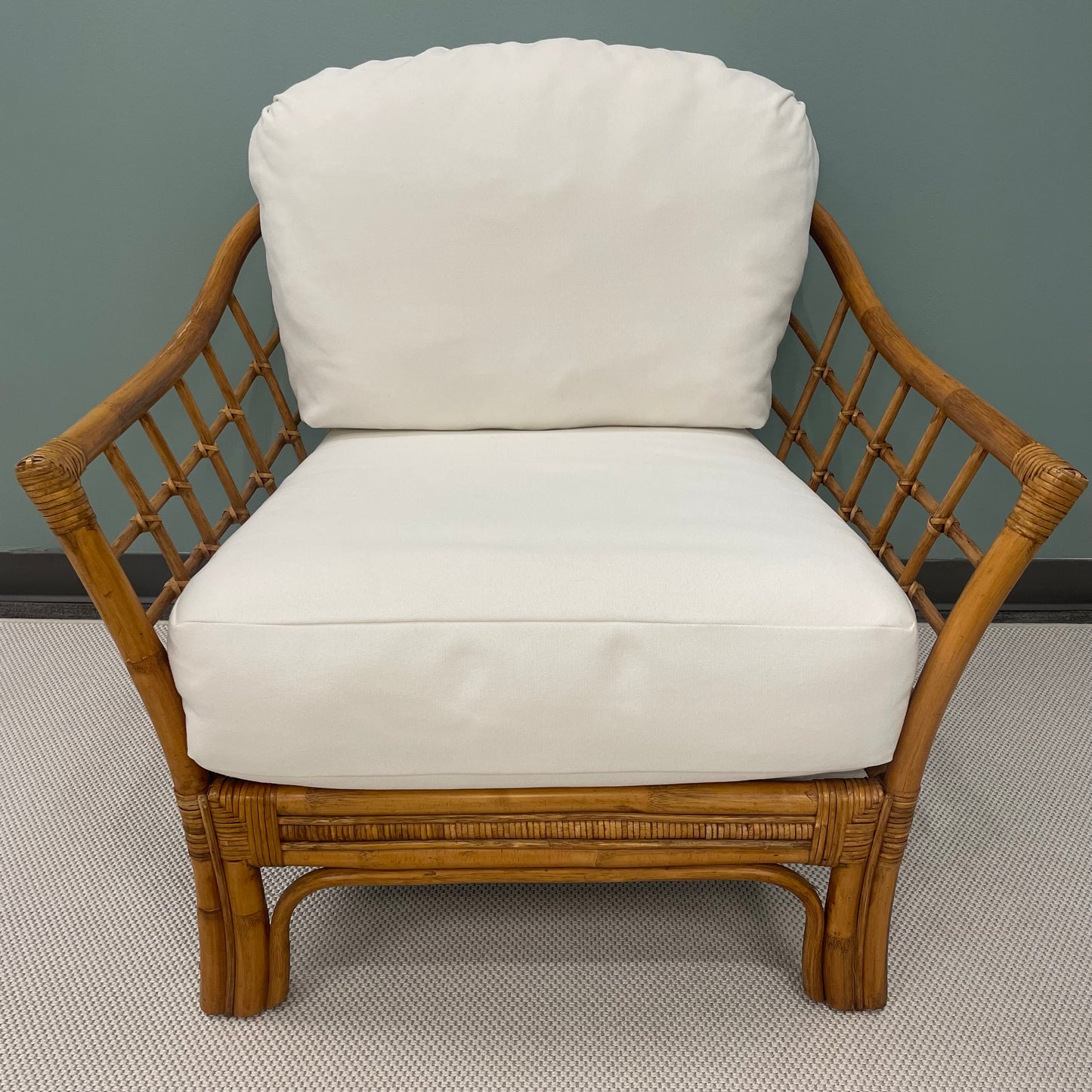 Bamboo Chair w/ Custom Performance Fabric Cushion