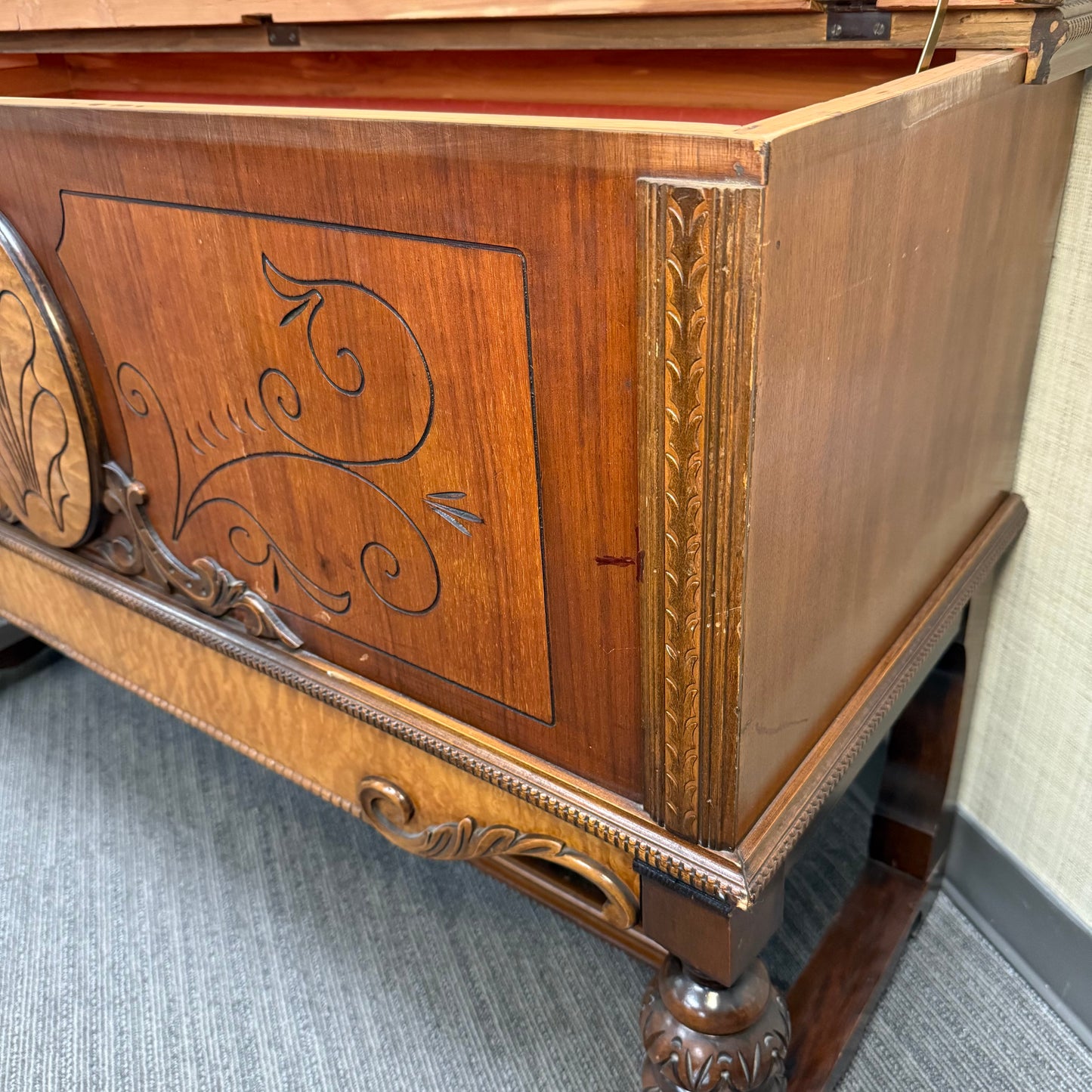 Antique Roos Jacobean Revival Cedar Chest